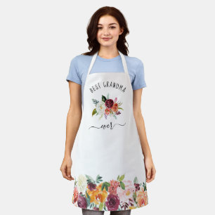 Best Grandma Ever   Trendy Burgundy Boho Floral Schort