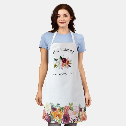 Best Grandma Ever | Trendy Burgundy Boho Floral Schort (Gedragen)