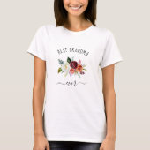 Best Grandma Ever | Trendy Burgundy Boho Floral T-shirt (Voorkant)