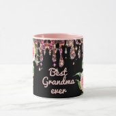 Best Grandma Ever Waterverf Floral Glitter Drift  Mok (Midden)