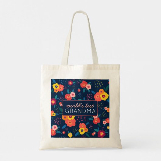 Best Grandma Floral Pattern Blue Pink Tote Bag (Achterkant)