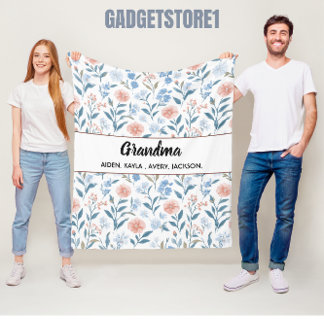 Best Grandma flower Ever | Happy Grandparents day Fleece Deken