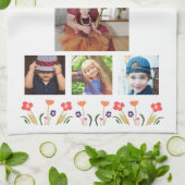 Best Grandma Flowers 4 Photo Collage Keepslag Theedoek (Gevouwen)