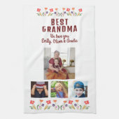 Best Grandma Flowers 4 Photo Collage Keepslag Theedoek (Verticaal)