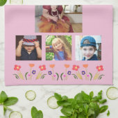 Best Grandma Flowers 4 Photo Collage Keepslag Theedoek (Gevouwen)
