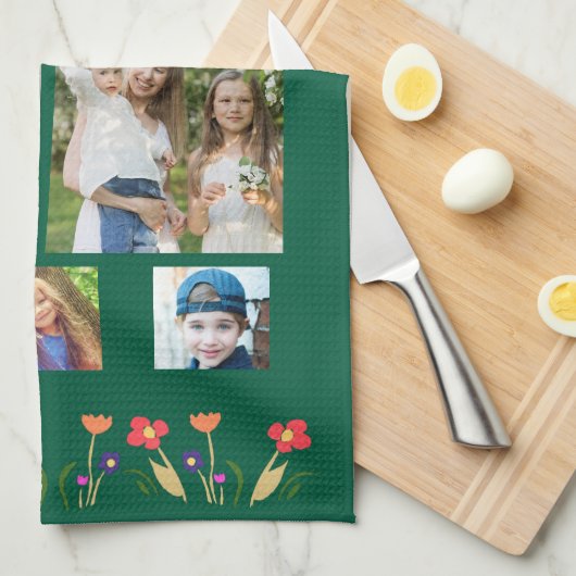 Best Grandma Flowers 5 Photo Collage Keepsake  Theedoek (Quarter Fold)