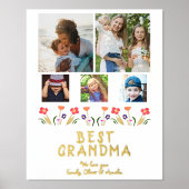Best Grandma Flowers 5 Photo Collage Keepslag Folie Afdrukken (Voorkant)
