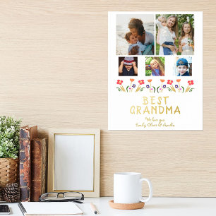 Best Grandma Flowers 5 Photo Collage Keepslag Folie Afdrukken