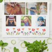 Best Grandma Flowers 5 Photo Collage Keepslag Theedoek (Gevouwen)