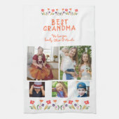 Best Grandma Flowers 5 Photo Collage Keepslag Theedoek (Verticaal)