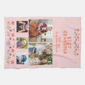 Best Grandma Flowers 5 Photo Collage Keepslag Theedoek (Horizontaal)