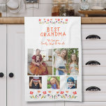 Best Grandma Flowers 5 Photo Collage Keepslag Theedoek<br><div class="desc">Cute Best Grandma Flowers 5 Photo Collage Keepomwille keukenhanddoek. Met de hand getekende bloemen in prachtige lentekleuren en 5 foto's. Creëer je eigen persoonlijke cadeau voor een grootmoeder voor moederdag,  verjaardag of Kerstmis en voeg je namen en foto's toe.</div>