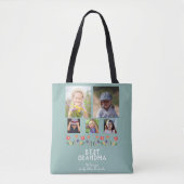 Best Grandma Flowers 5 Photo Collage Keepslag Tote Bag (Voorkant)