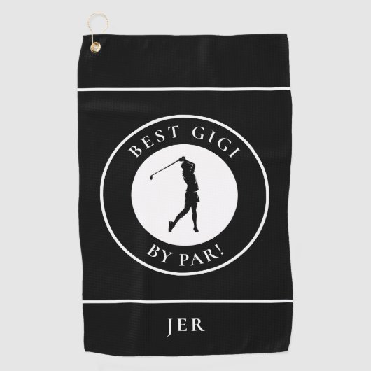 Best Grandma Gigi Golfer Monogram Sports Pro Black Golfhanddoek (Voorkant)