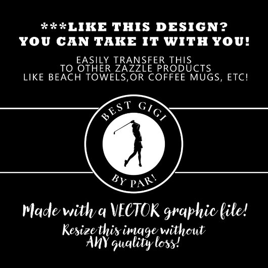 Best Grandma Gigi Golfer Monogram Sports Pro Black Golfhanddoek