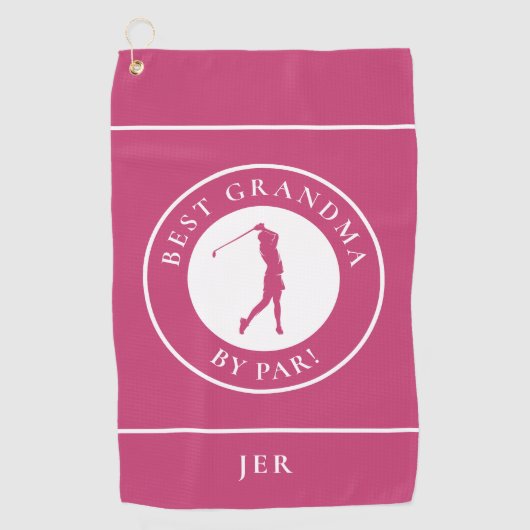 Best Grandma Golfer Monogrammed Sports Pro Pink Golfhanddoek (Voorkant)