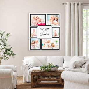Best Grandma Grandchild 6 Fotocollage ter wereld Canvas Afdruk
