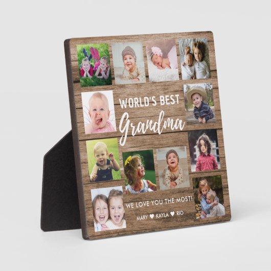 Best Grandma Grandchildren 12 Photo Collage Fotoplaat (Voorkant)