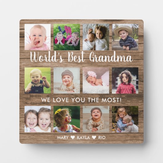 Best Grandma Grandchildren 12 Photo Wood Fotoplaat (Voorkant)