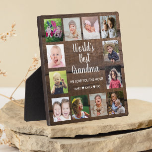 Best Grandma Grandchildren 12 Photo Wood Fotoplaat