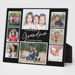 Best Grandma Grandchildren 8 Photo Collage Black Fotoplaat