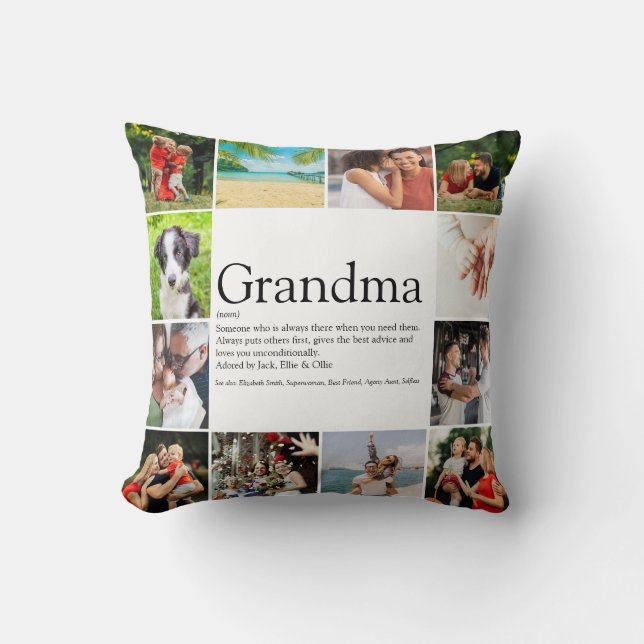Best Grandma, Granny Definition 12 Photo Collage Kussen (Voorkant)