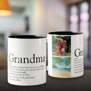 Best Grandma, Granny Definition 4 Photo Collage Tweekleurige Koffiemok