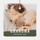 Best Grandma Modern Chic Photo Holiday Keramisch Ornament (Achterkant)
