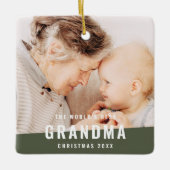 Best Grandma Modern Chic Photo Holiday Keramisch Ornament (Voorkant)