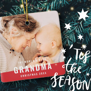Best Grandma Modern Chic Photo Holiday Keramisch Ornament