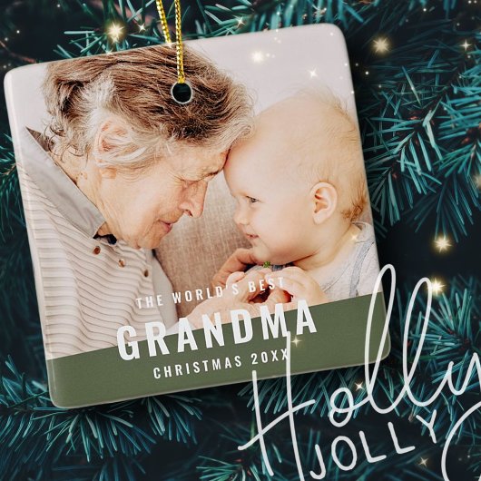 Best Grandma Modern Chic Photo Holiday Keramisch Ornament