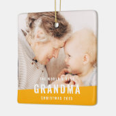 Best Grandma Modern Chic Photo Holiday Keramisch Ornament (Links)