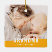 Best Grandma Modern Chic Photo Holiday Keramisch Ornament (Achterkant)