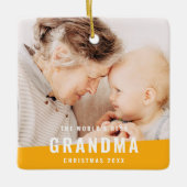 Best Grandma Modern Chic Photo Holiday Keramisch Ornament (Voorkant)