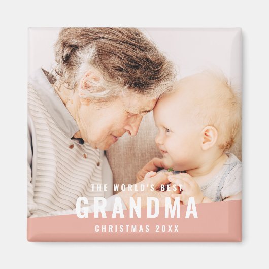 Best Grandma Modern Chic Photo Holiday Magneet (Voorkant)