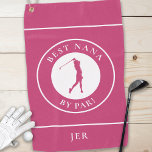 Best Grandma Nana Golfer Monogram Sports Pro Pink Golfhanddoek<br><div class="desc">Uniek aangepast ontwerp biedt een damesgolfer-silhouet dat in een trendy roze en witte vorm is ingesteld, met gekromde tekst "Best Nana By Par!" in een scherpe witte lettersoort. U zult ook een moderne sjabloon voor een monogrammed naam, initialen of douanetekst vinden. De achtergrond is stevig roze. Als u vragen hebt...</div>