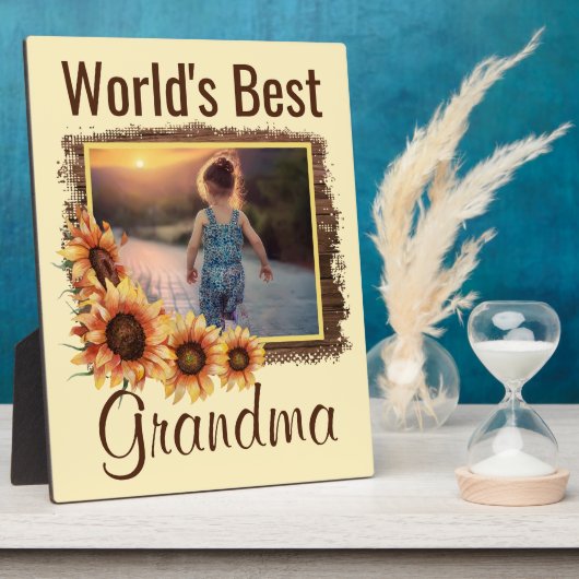 Best Grandma Personalized Photo Plaque ter wereld Fotoplaat (Zijkant)