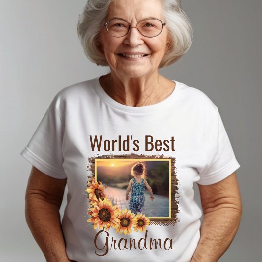 Best Grandma Personalized Photo T-Shirt ter wereld