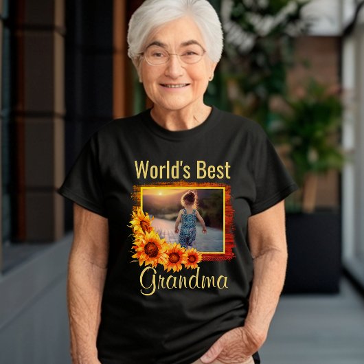 Best Grandma Personalized Photo T-Shirt ter wereld