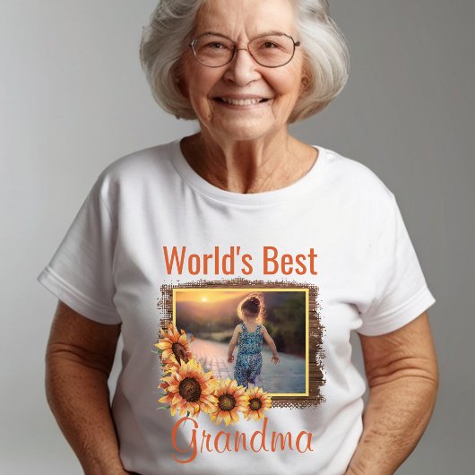 Best Grandma Personalized Photo ter wereld T-shirt