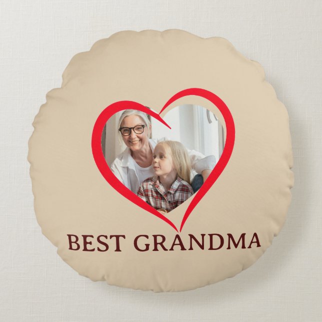 Best Grandma Personalized Round Pillow Gift Rond Kussen (Voorkant)