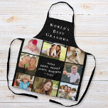 Best Grandma Photo Collage Black ter wereld Schort<br><div class="desc">Een mooi cadeau voor de beste oma in de wereld. Personaliseer deze foto collage zwarte schort met 8 afbeelding kleinkinderen,  kinderen,  andere familieleden,  huisdieren,  enz. Pas 'World's Best Grandma' aan en of ze 'Oma',  'Nana',  'Abuela' enzovoort heet,  en voeg de namen van haar kleinkind toe als handtekening.</div>