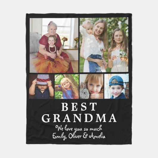 Best Grandma Photo Collage Keepslag Fleece Deken (Voorkant)