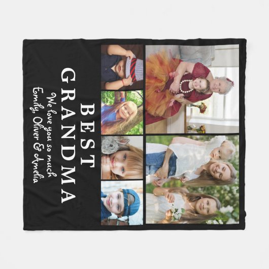 Best Grandma Photo Collage Keepslag Fleece Deken (Voorkant (Horizontaal))