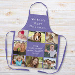 Best Grandma Photo Collage Paars Schort<br><div class="desc">Een mooi cadeau voor de beste oma ter wereld. Personaliseer deze foto-collage paars schort met acht afbeeldingen van haar kleinkinderen,  kinderen,  andere familieleden,  huisdieren,  enz. Pas 'World's Best Grandma' aan en of ze 'Oma',  'Nana',  'Abuela' enzovoort heet,  en voeg de namen van haar kleinkind toe als handtekening.</div>