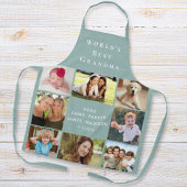 Best Grandma Photo Collage Sage Green Schort