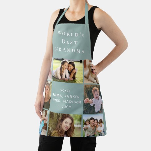 Best Grandma Photo Collage Sage Green Schort (Insitu)