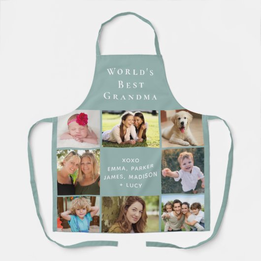 Best Grandma Photo Collage Sage Green Schort (Voorkant)