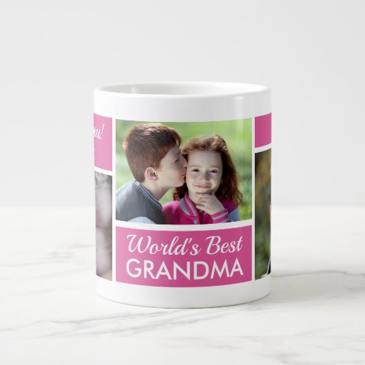 Best Grandma Photo Collage ter wereld Grote Koffiekop (Voorkant)