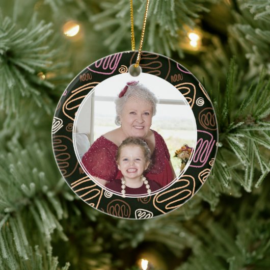 Best Grandma Pink One Line Pattern Foto Keramisch Ornament (Boom)